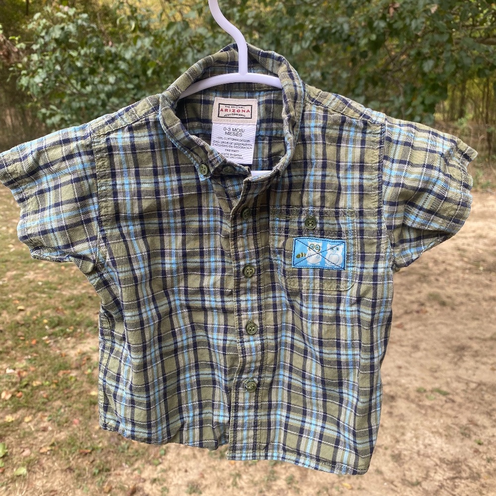 Arizona Green Plaid Shirt, 0-3mo